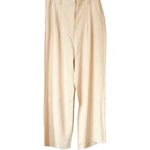 New FRENCH CONNECTION Women's Wide Leg Pleated Suiting Trousers Ivory Large NWT